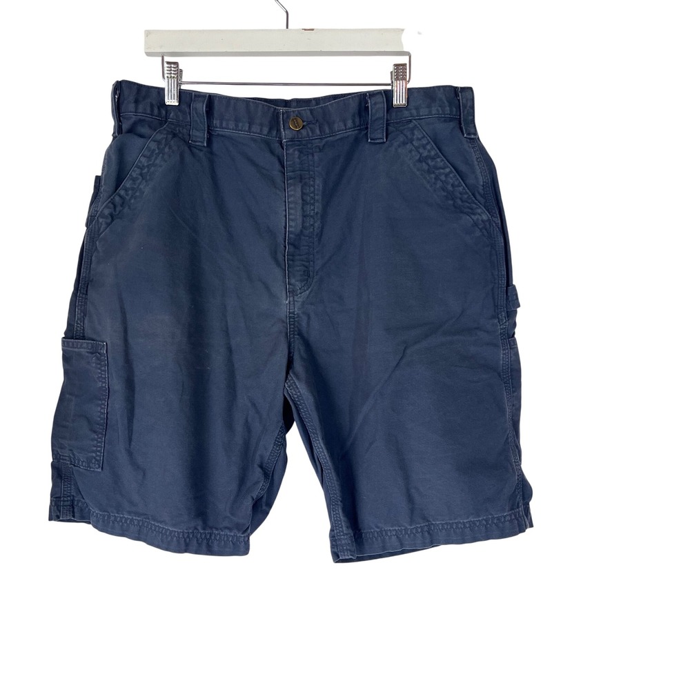 Carhartt B147 NVY Mens 38 Navy Blue Canvas Carpenter Work Shorts Original Fit